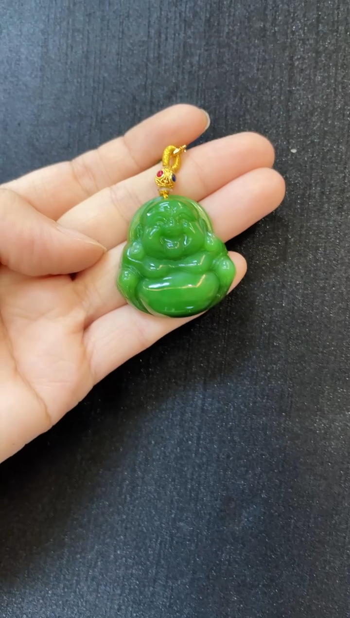 吊坠(赠链)18K金镶嵌和田玉多样性发一