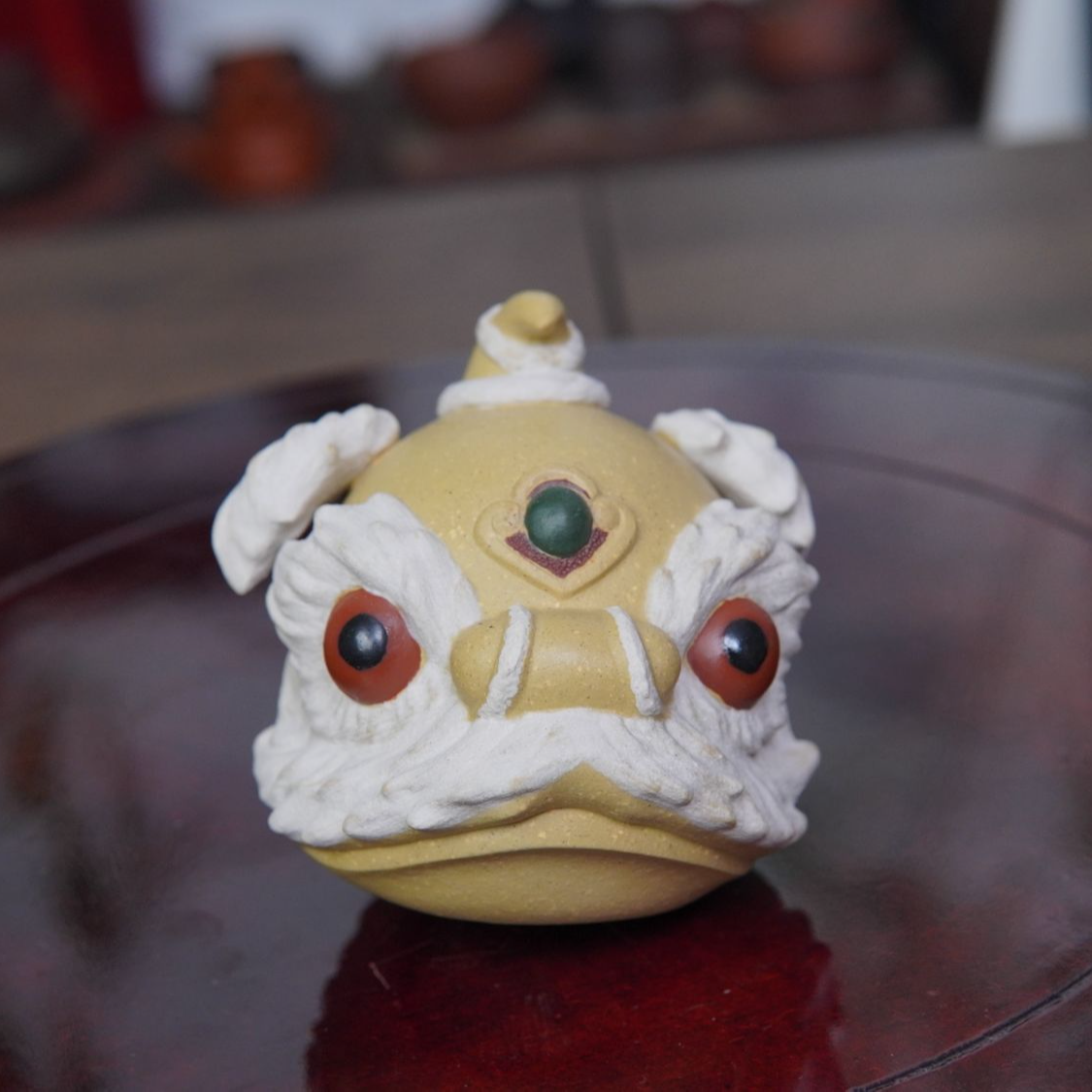 宜兴紫砂手工醒狮头摆件张亮作品