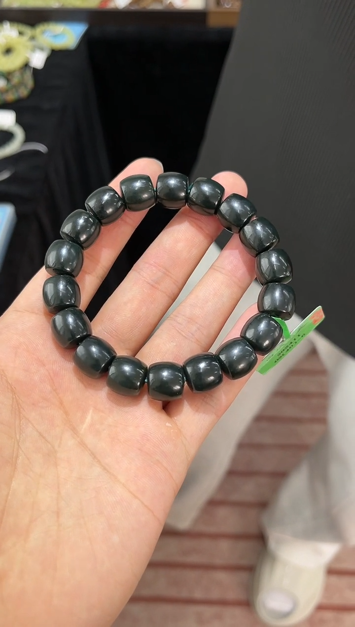 手串未镶嵌和田玉和田黑青直切手串卡12微色差