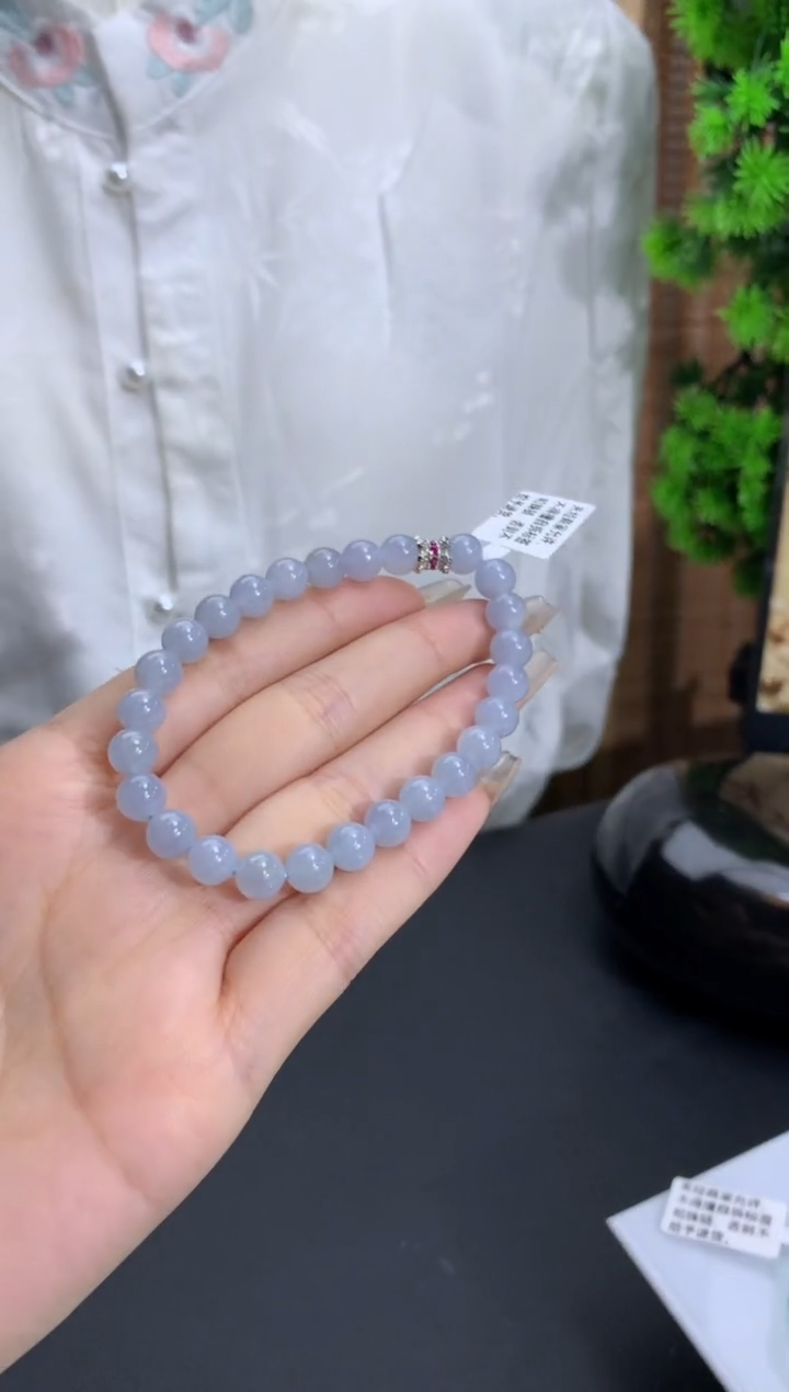 【闪购商品】翡翠手链未镶嵌蓝底 卡7mm