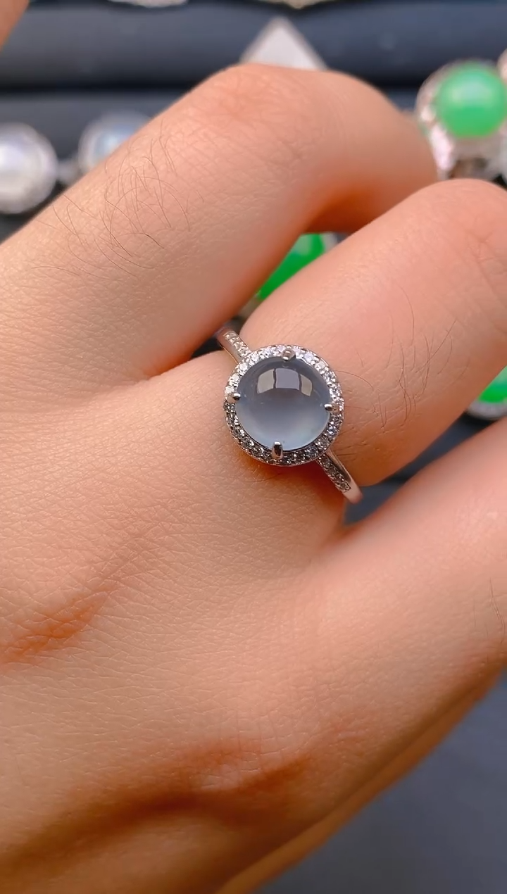 【闪购商品】翡翠戒指银S925镶嵌天然A货翡翠1