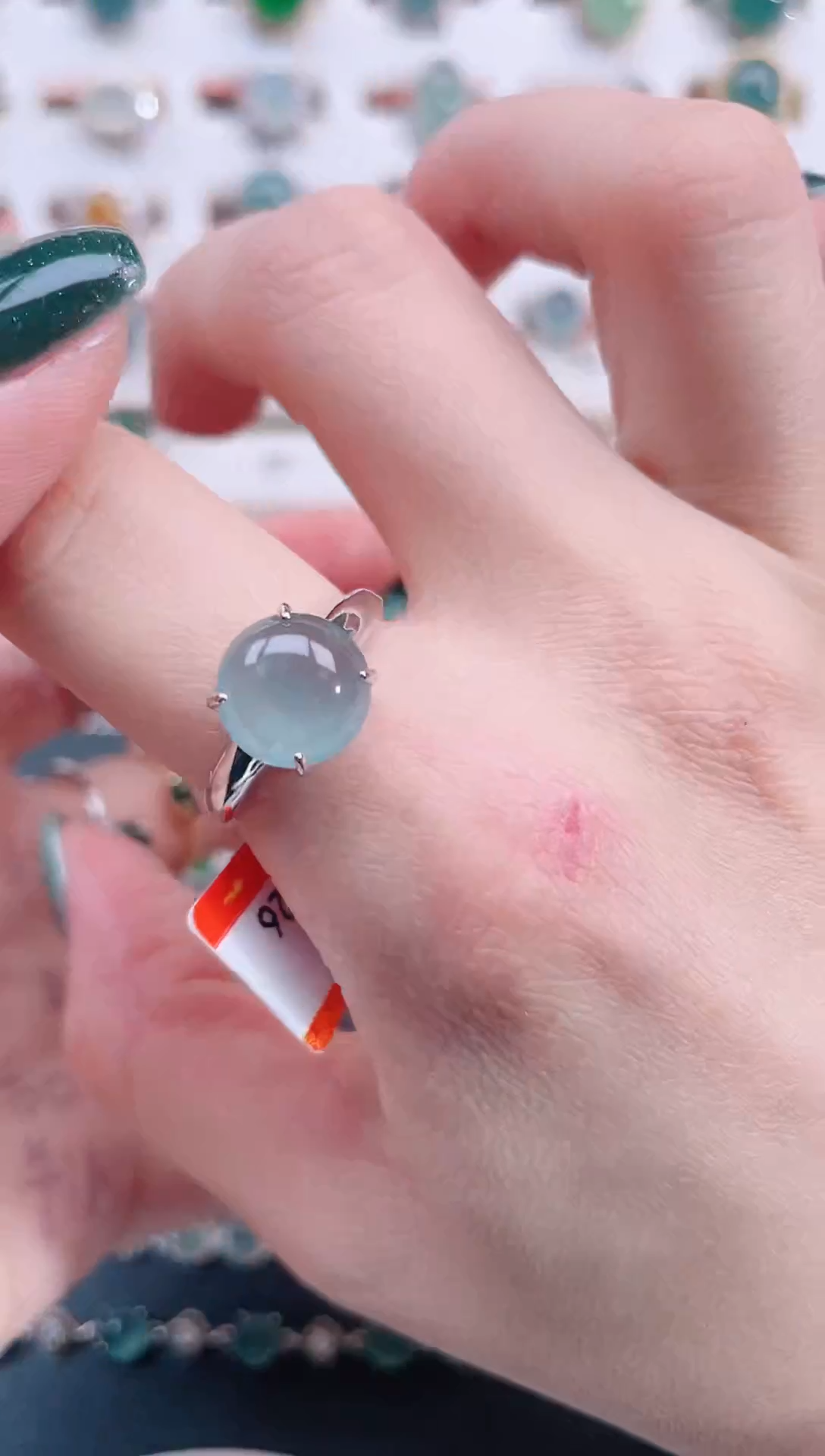 银S925镶嵌戒指翡翠天然翡翠