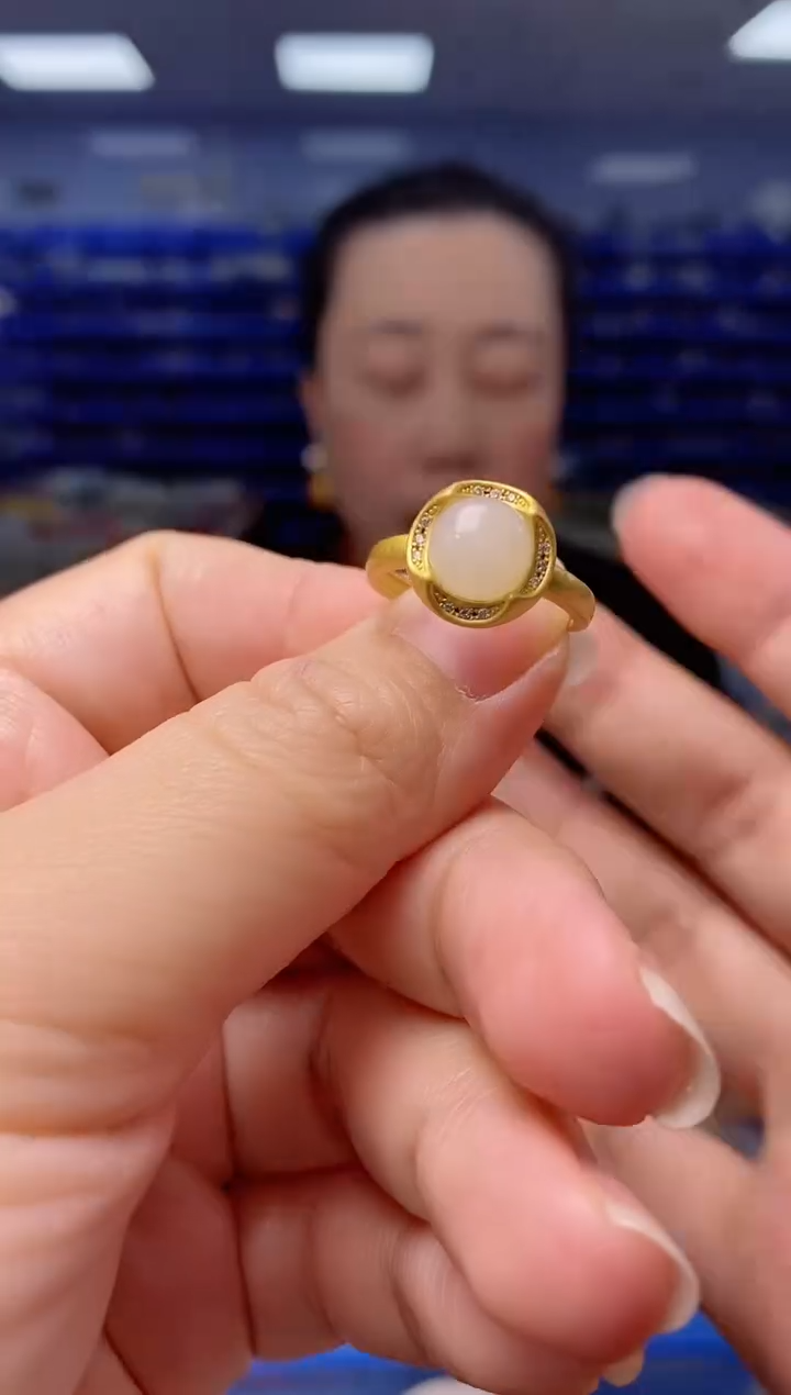 【闪购商品】和田玉戒指银S925镶嵌  JZ0846