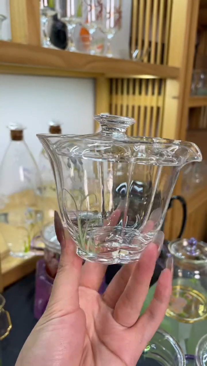 九河木槿盖碗透兰花