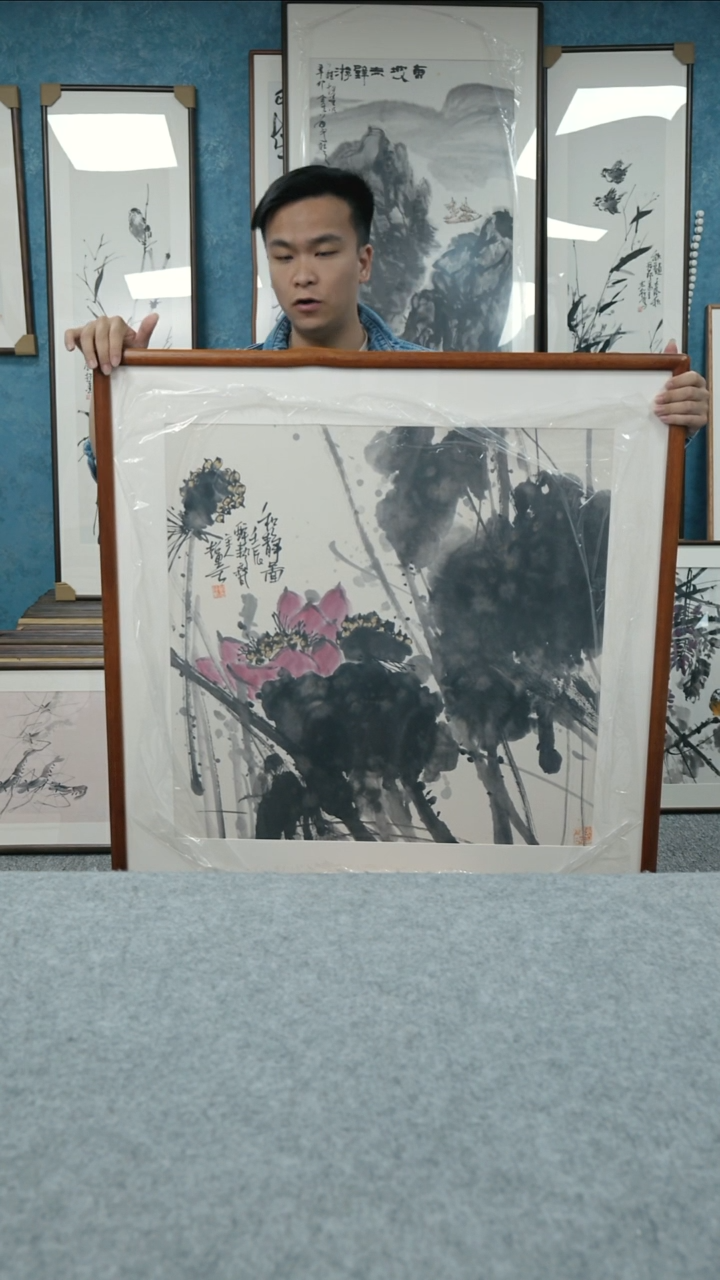 国画90*90郑志超老师花鸟带框