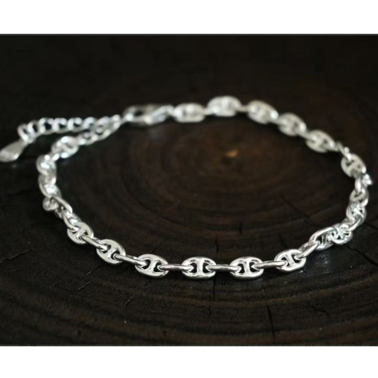 足银手链 足银猪鼻子环环相扣素款手链