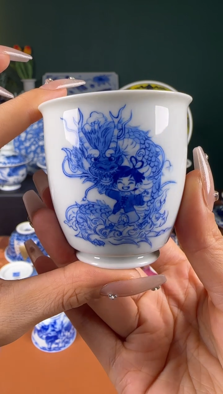 【闪购商品】杯景雨工坊 青花 人物 杯杯 