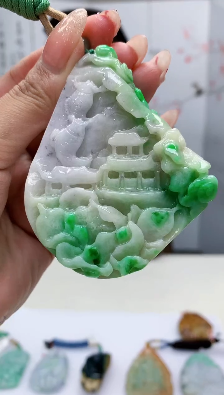 【闪购商品】定制翡翠未镶嵌4812MM-毛货挂件11