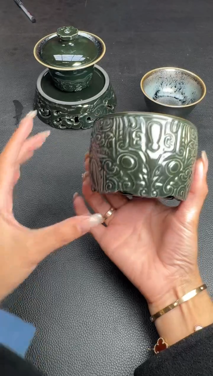 茶盏李光熙青铜器-满雕82