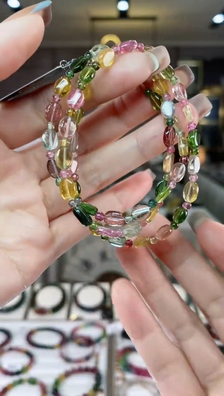 【闪购商品】碧玺原石三圈手链未镶嵌一物一证dan