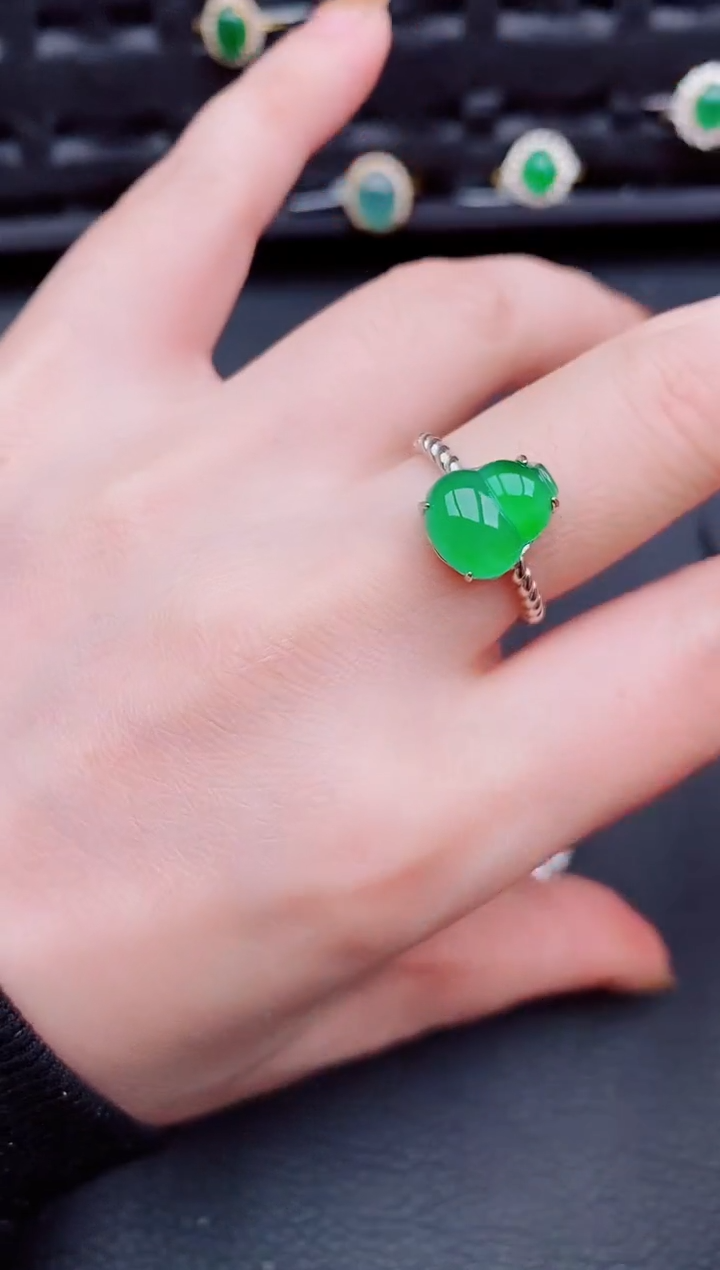 【闪购商品】翡翠戒指银S925镶嵌天然a货翡翠533