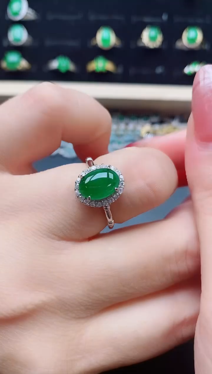 【闪购商品】翡翠戒指银S925镶嵌1321