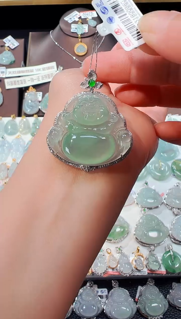 【闪购商品】翡翠吊坠(不含链)18K金镶嵌佛公吊坠960