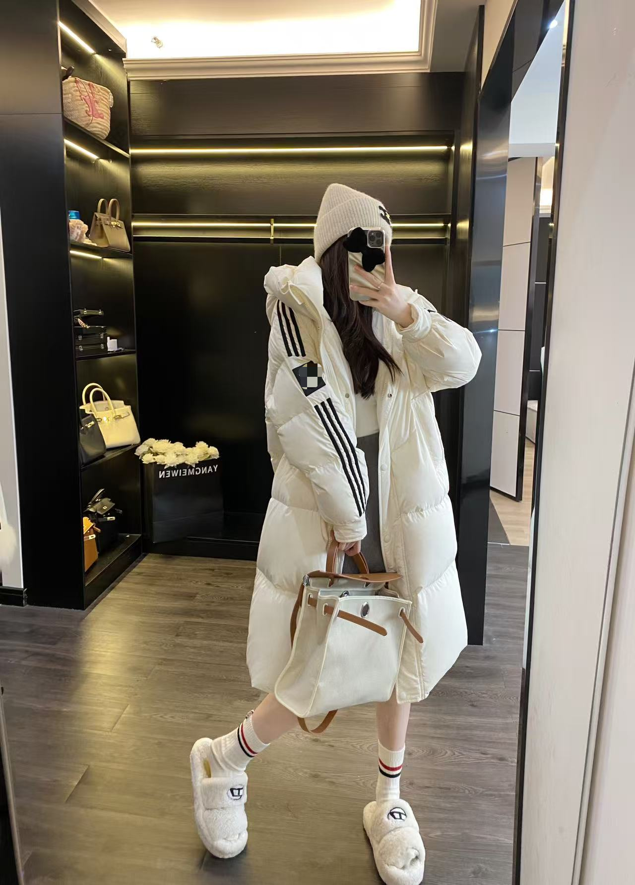 清仓女款韩版休闲百搭冬季羽绒服白鸭绒长款过膝加厚宽松2411FST4