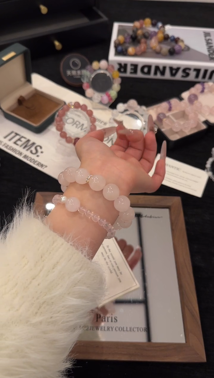 合金手链水晶粉水晶x3420