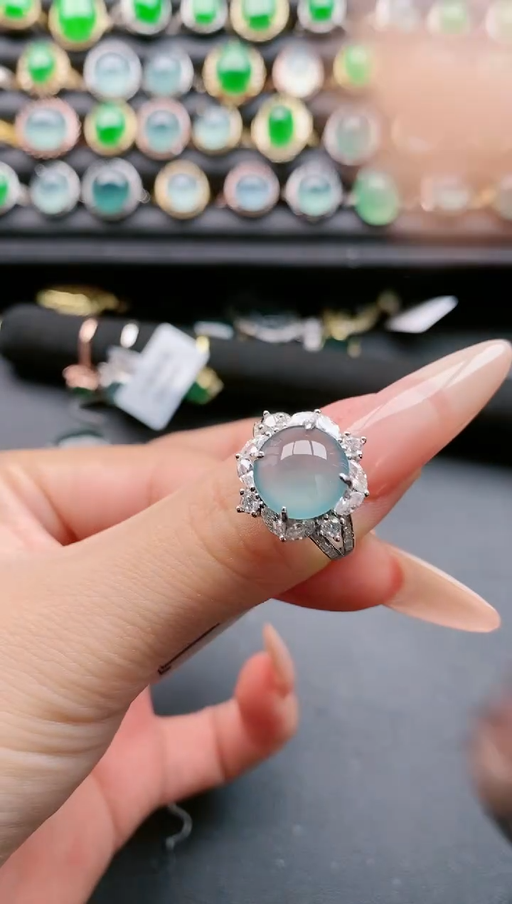 【闪购商品】翡翠戒指银S925镶嵌111111