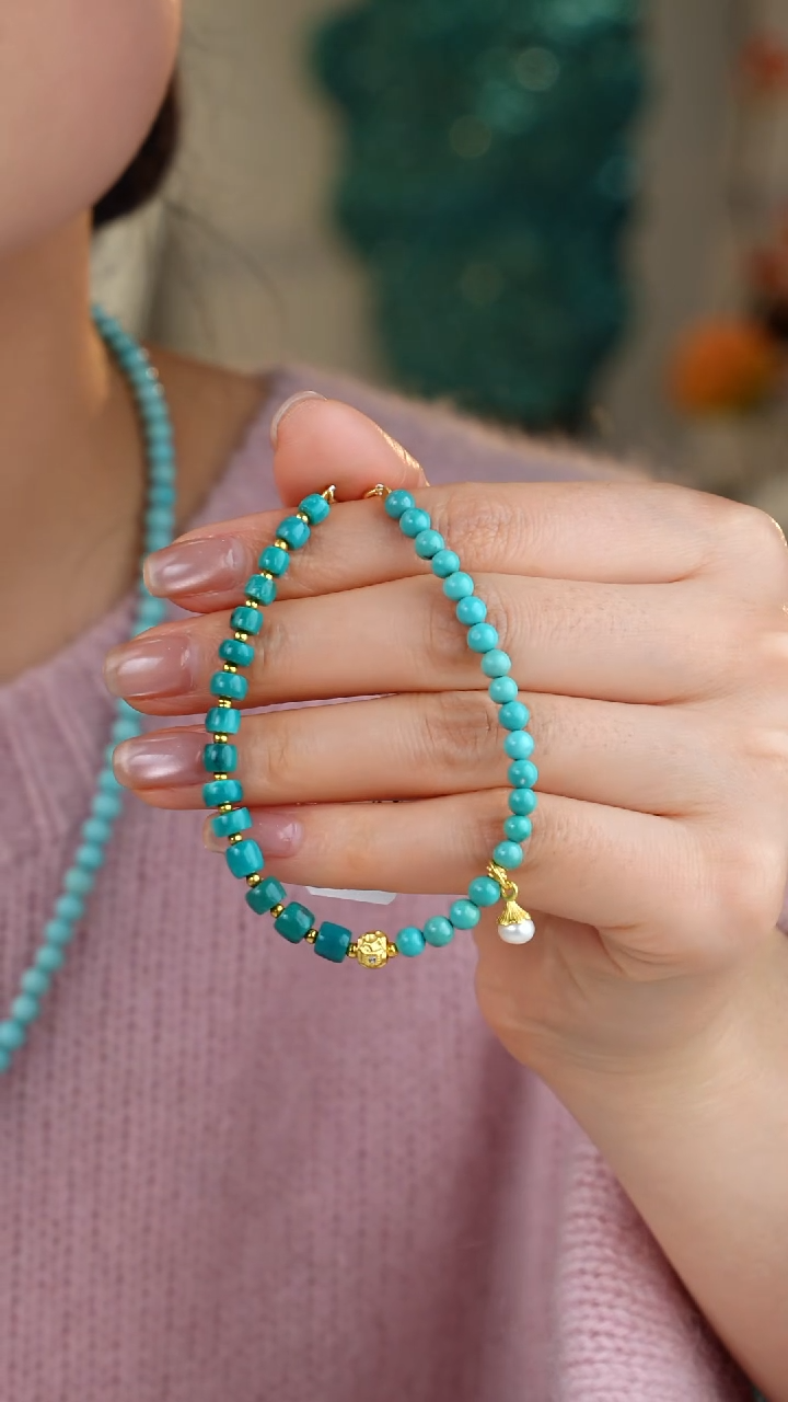 【闪购商品】绿松石手链银S925镀金镶嵌多样性发货