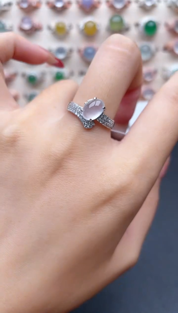 【闪购商品】翡翠戒指银S925镶嵌一物一证一礼盒