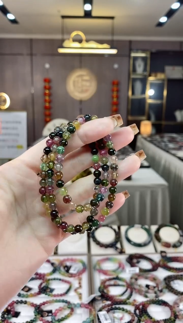 【闪购商品】碧玺三圈手串5mm+未镶嵌一物一证dan