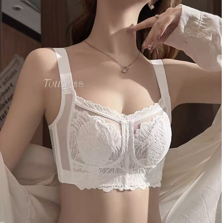 【雨声繁杂】胸大显小内衣女文聚拢大码收副乳防下垂胖mm超薄款胸罩