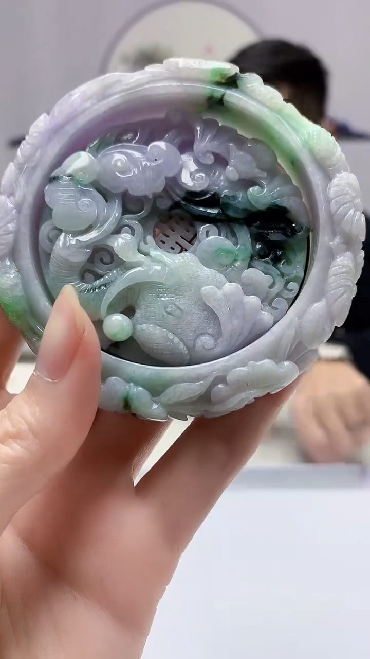 【闪购商品】定制翡翠未镶嵌5152zm-毛货套镯153（58圈）