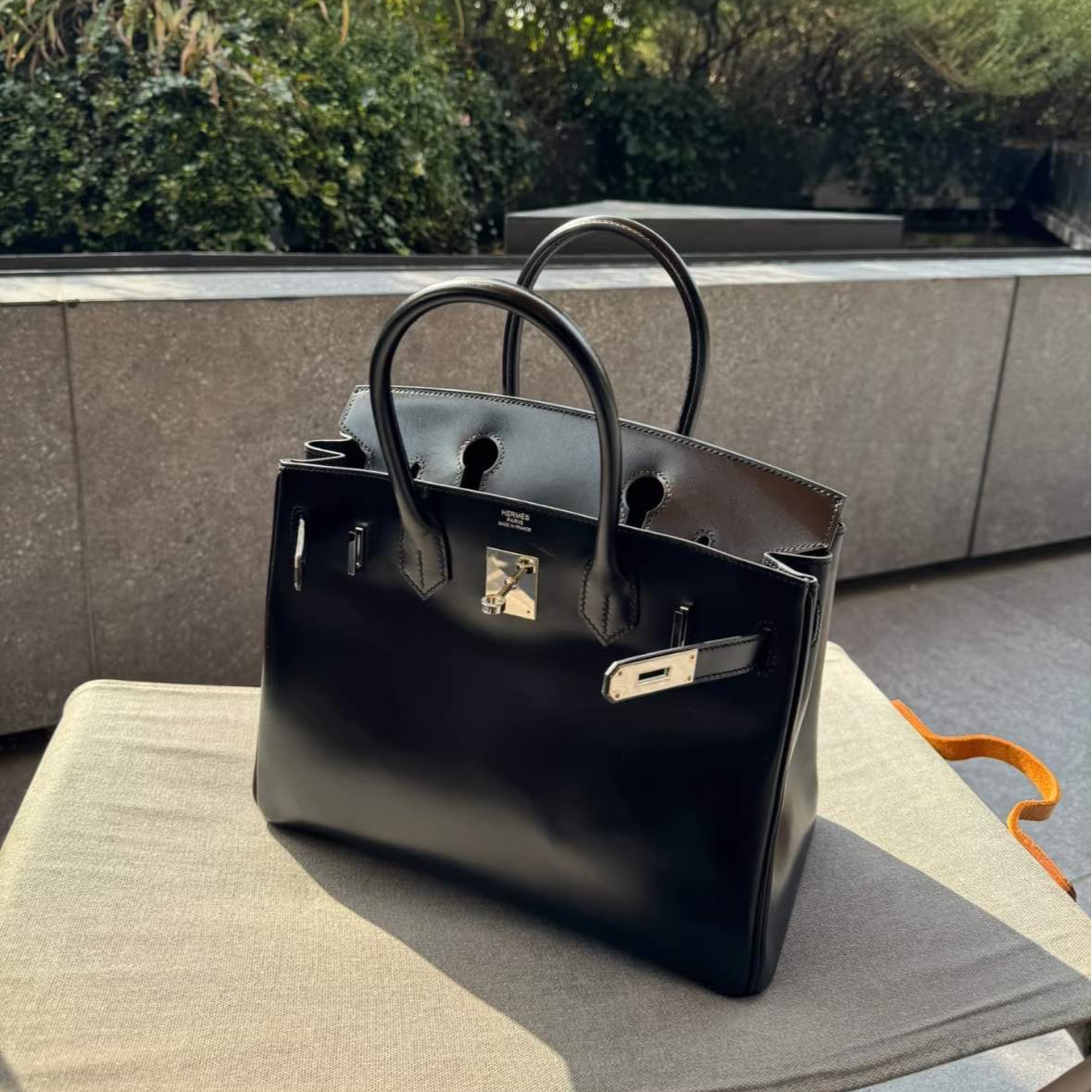 全新未使用 Hermes/爱马仕 拆单小花6珊 Birkin 30黑银Box皮B刻包