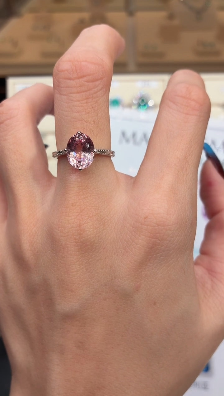 10ct碧玺（处理） 无品牌 925银 轻奢女神款樱花粉色系