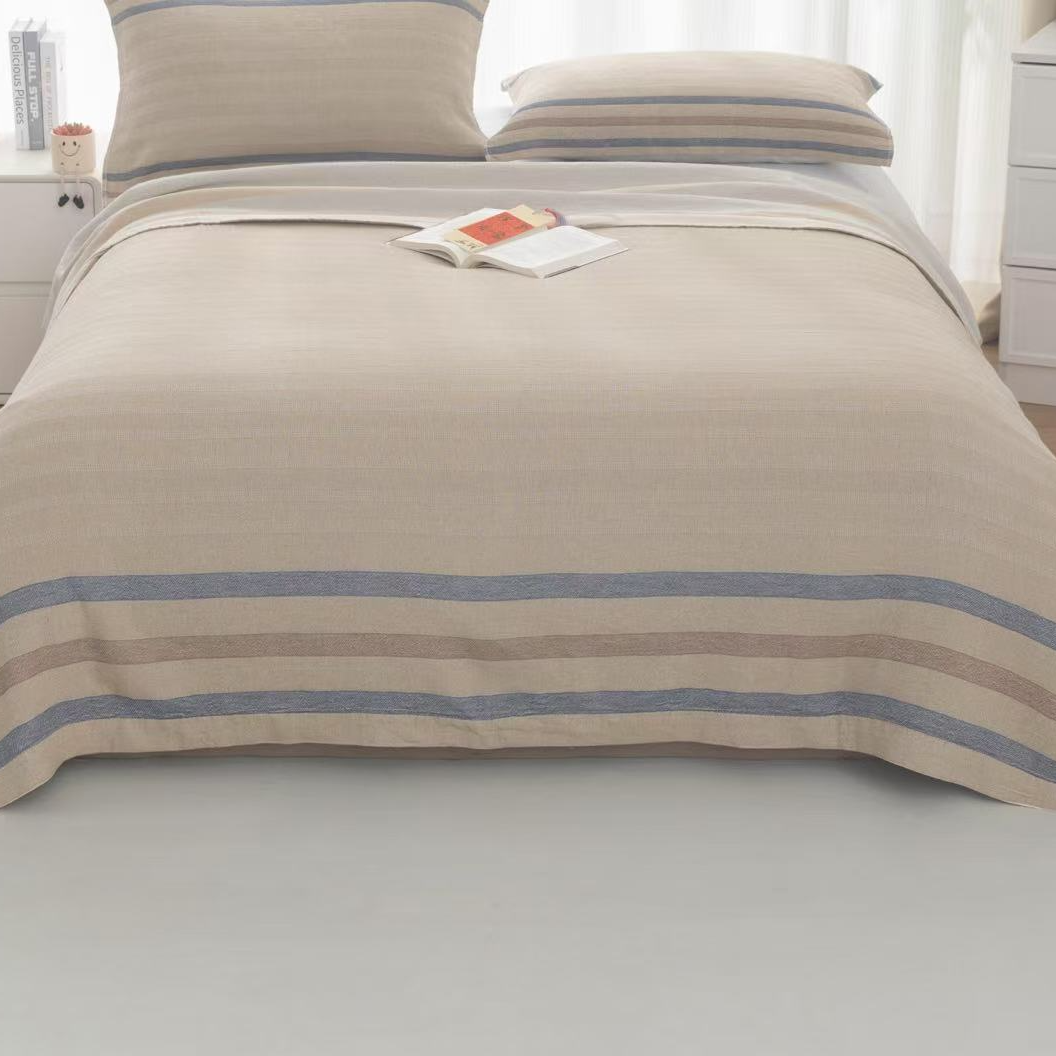 M【线条素麻】200*230cm罗布麻精梳纱布四季通用多功能床盖机洗