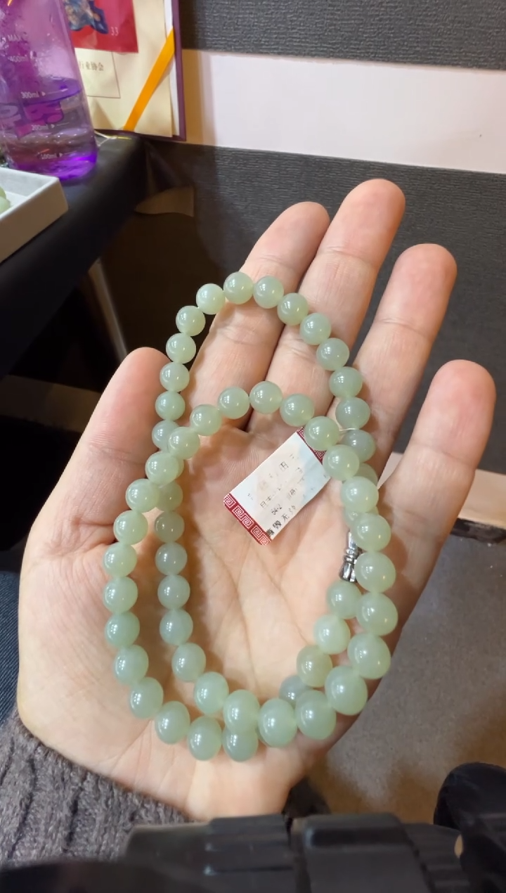 未镶嵌手串和田玉且末近矿高清白手串（产地直发）