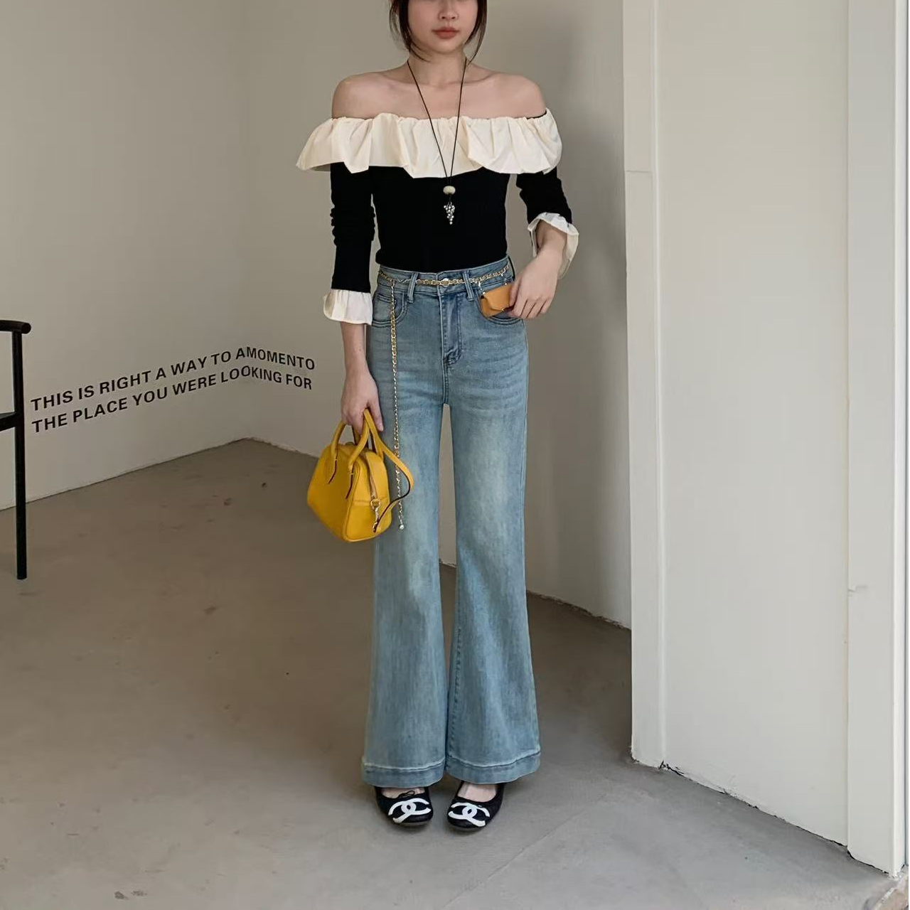 J小码裤长97    【不加绒】    0857【心动信号】弹力喇叭裤