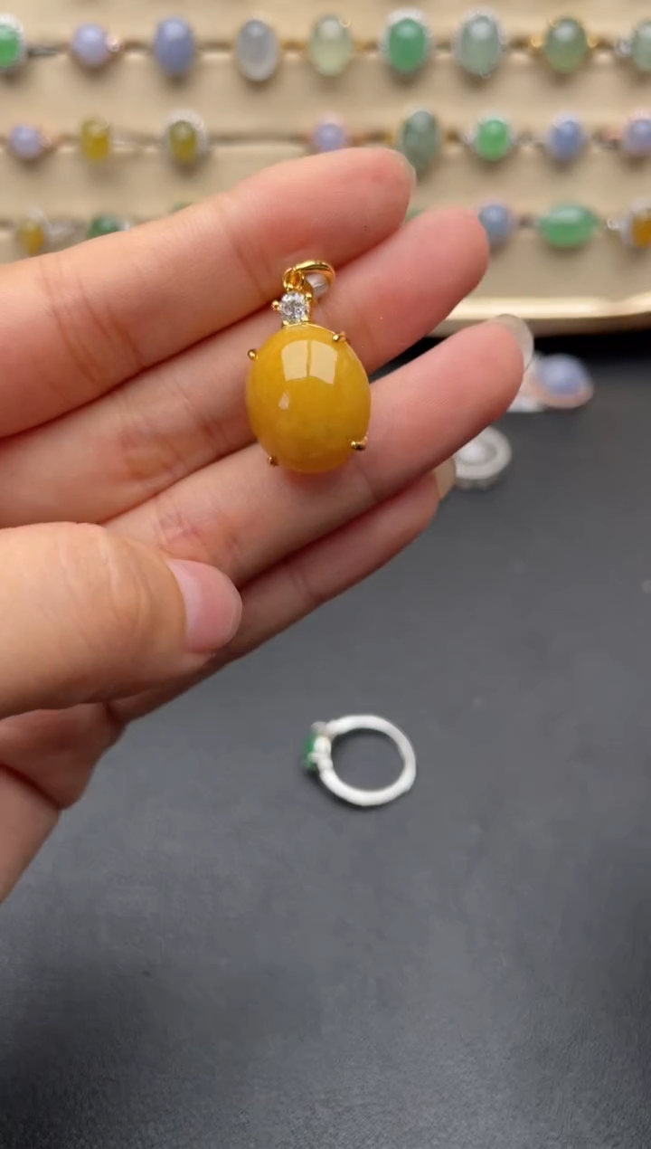 银S925镶嵌戒指翡翠一物一证一礼盒