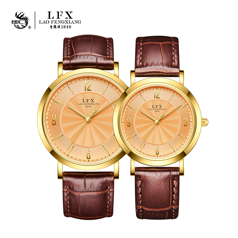 老凤祥999足金手表瑞士进口石英机芯情侣手表2025新款一对