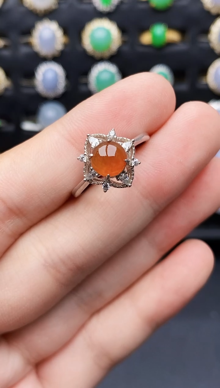 银S925镶嵌戒指翡翠7053链接天然缅甸翡翠A货