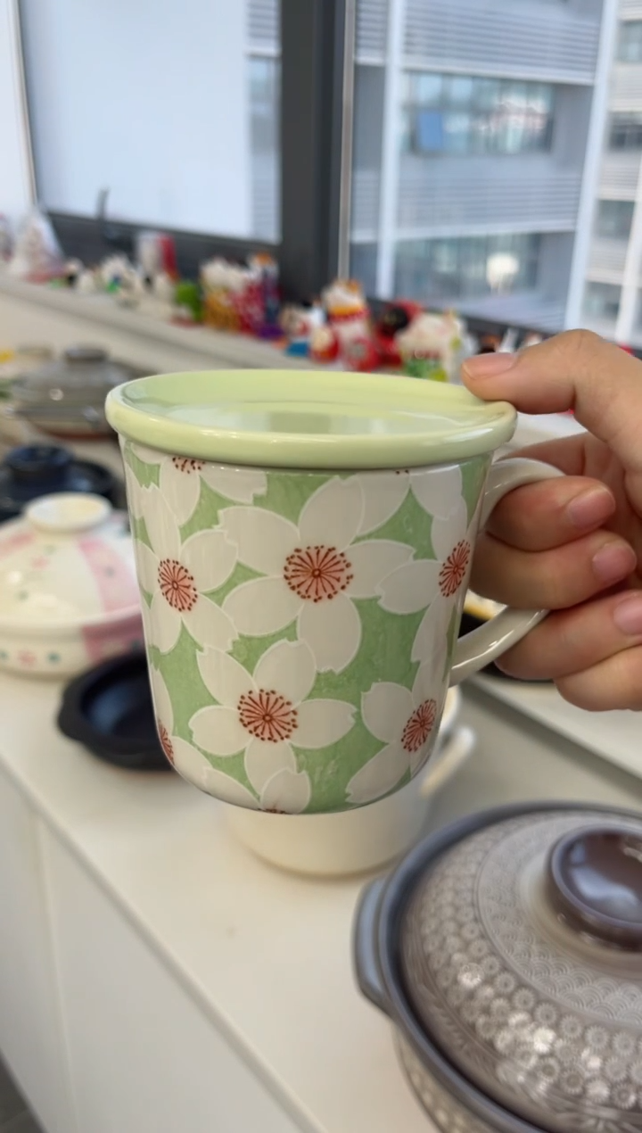 【闪购商品】瓷片平安桜马克杯（绿色）