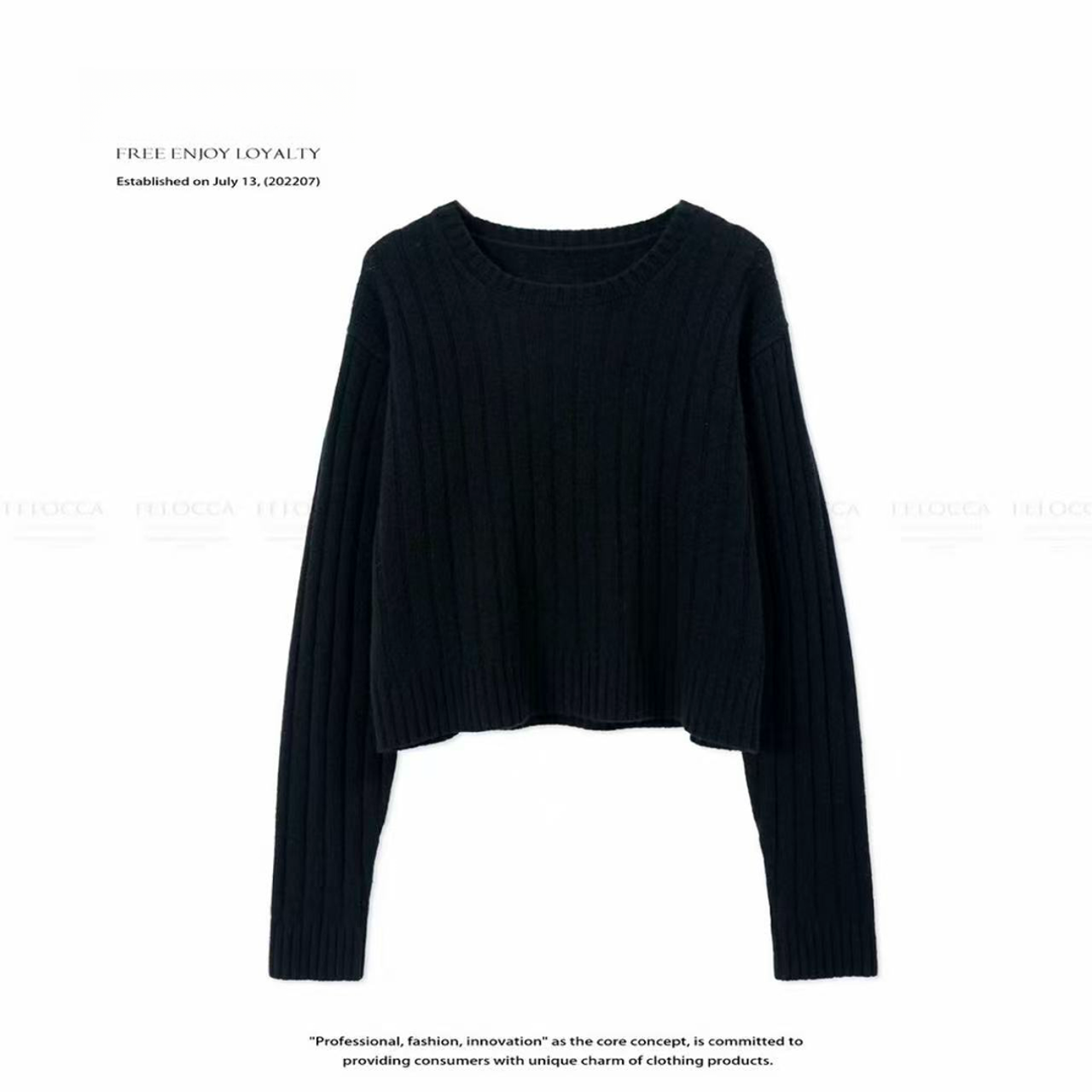 圆领长袖套头百搭宽松针织毛衣F3997