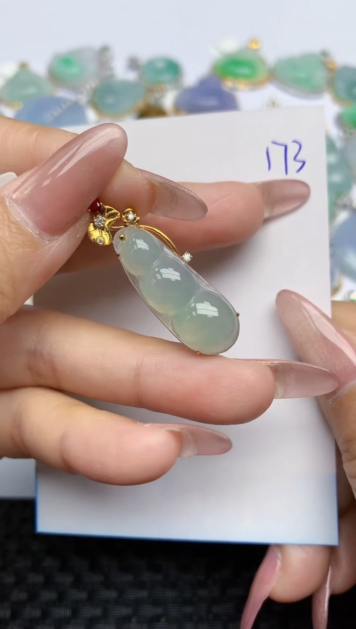 【闪购商品】翡翠颈饰18K金镶嵌天然A货翡翠 173