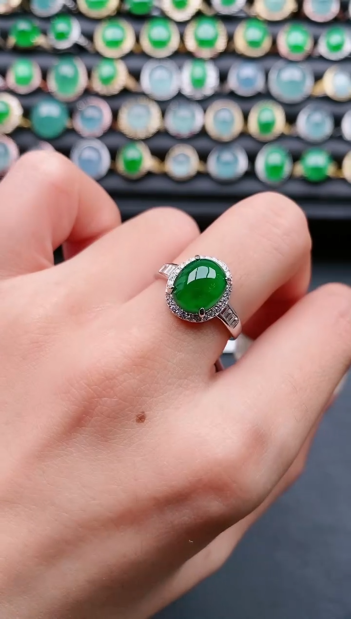 【闪购商品】翡翠戒指银S925镶嵌11111