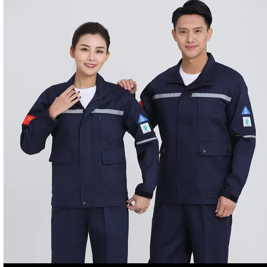 防阻燃防静电春秋冬季工作服套装电焊工加油站定制长袖劳保服