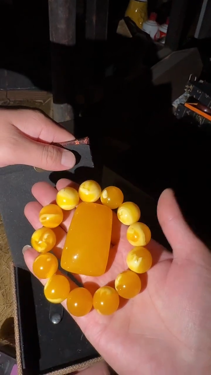 香榧木鸡油黄一对