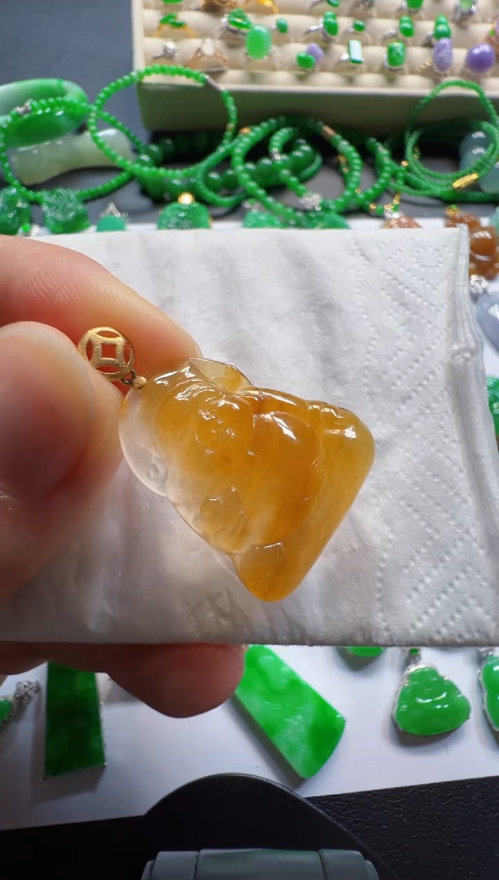 吊坠(不含链)18K金镶嵌翡翠2380