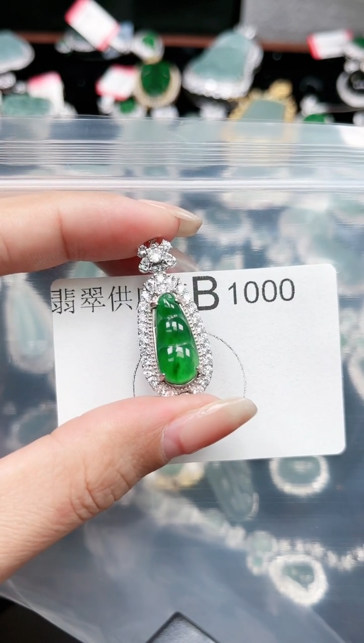 【闪购商品】翡翠颈饰未镶嵌1000赠皮绳