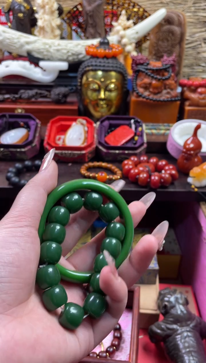 【闪购商品】和田玉把件未镶嵌和绿桶川+单个和绿