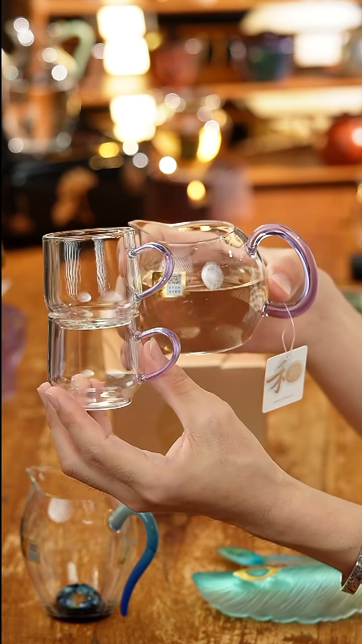 畅然茶海/浅紫+暗香疏影水月杯浅紫2入