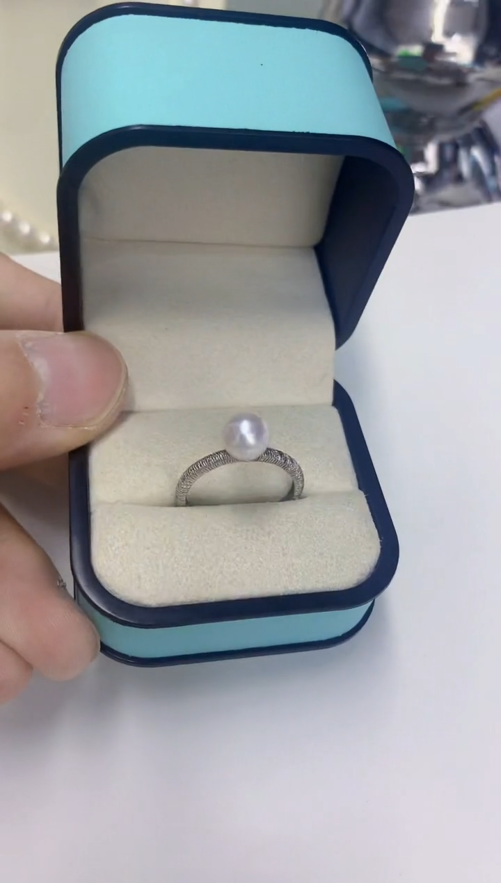 银S925镶嵌海水珍珠饰品戒指
