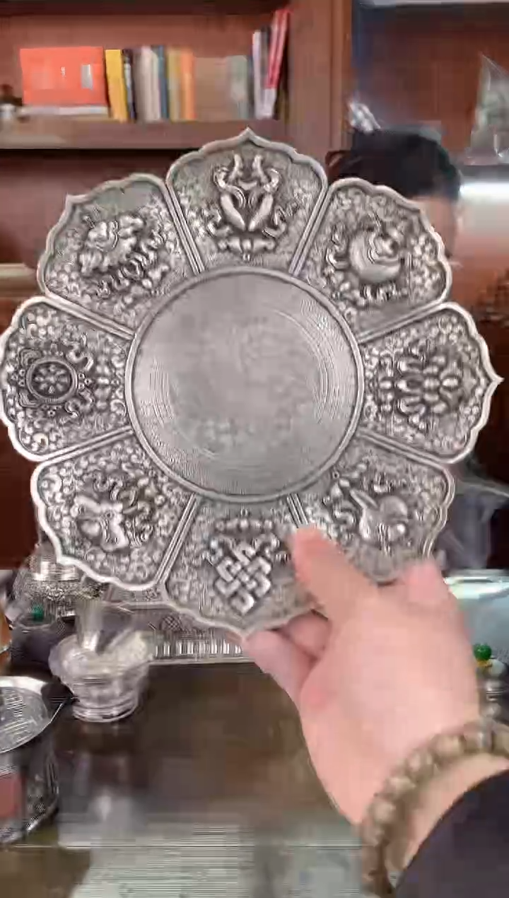 【闪购商品】足银9999大师浮雕八宝茶盘