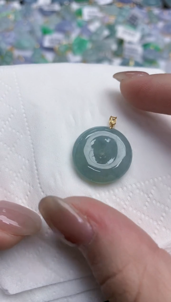 【闪购商品】翡翠颈饰18K金镶嵌天然缅甸翡翠A货