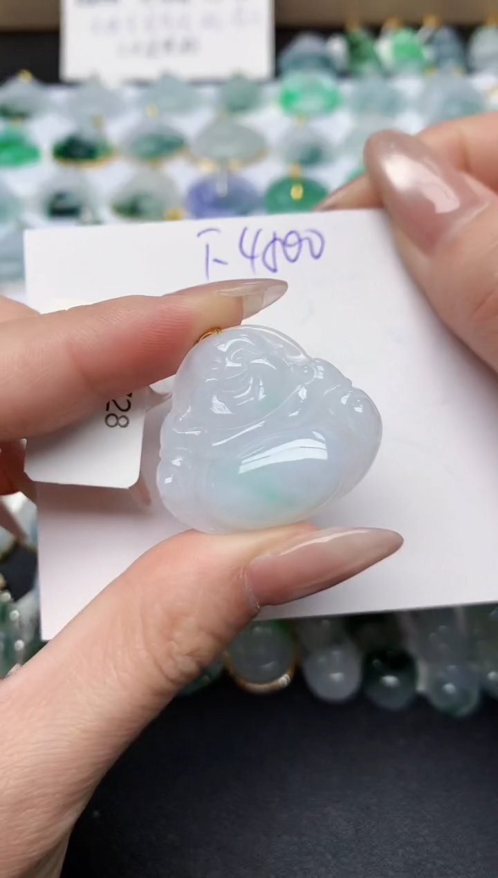 颈饰18K金镶嵌翡翠天然缅甸A货翡翠百元以上9元证书费自理