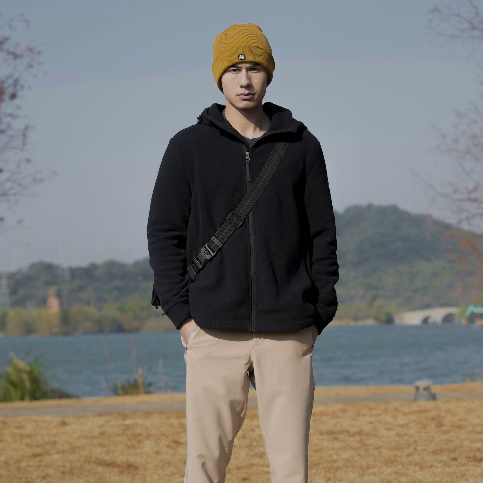 AIGLE艾高春秋POLARTEC-C200保暖休闲全拉链抓绒衣男士外套AW14