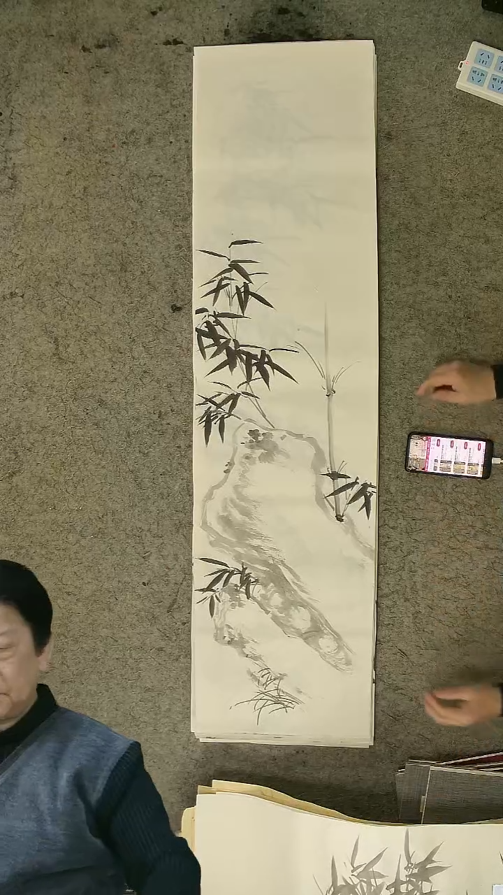 国画四尺对开  墨竹条屏 34*138cm