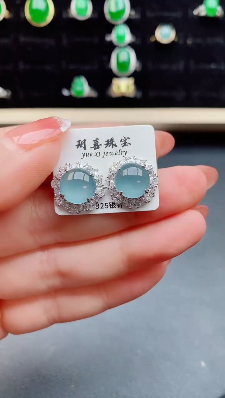 【闪购商品】翡翠耳饰银S925镶嵌580550